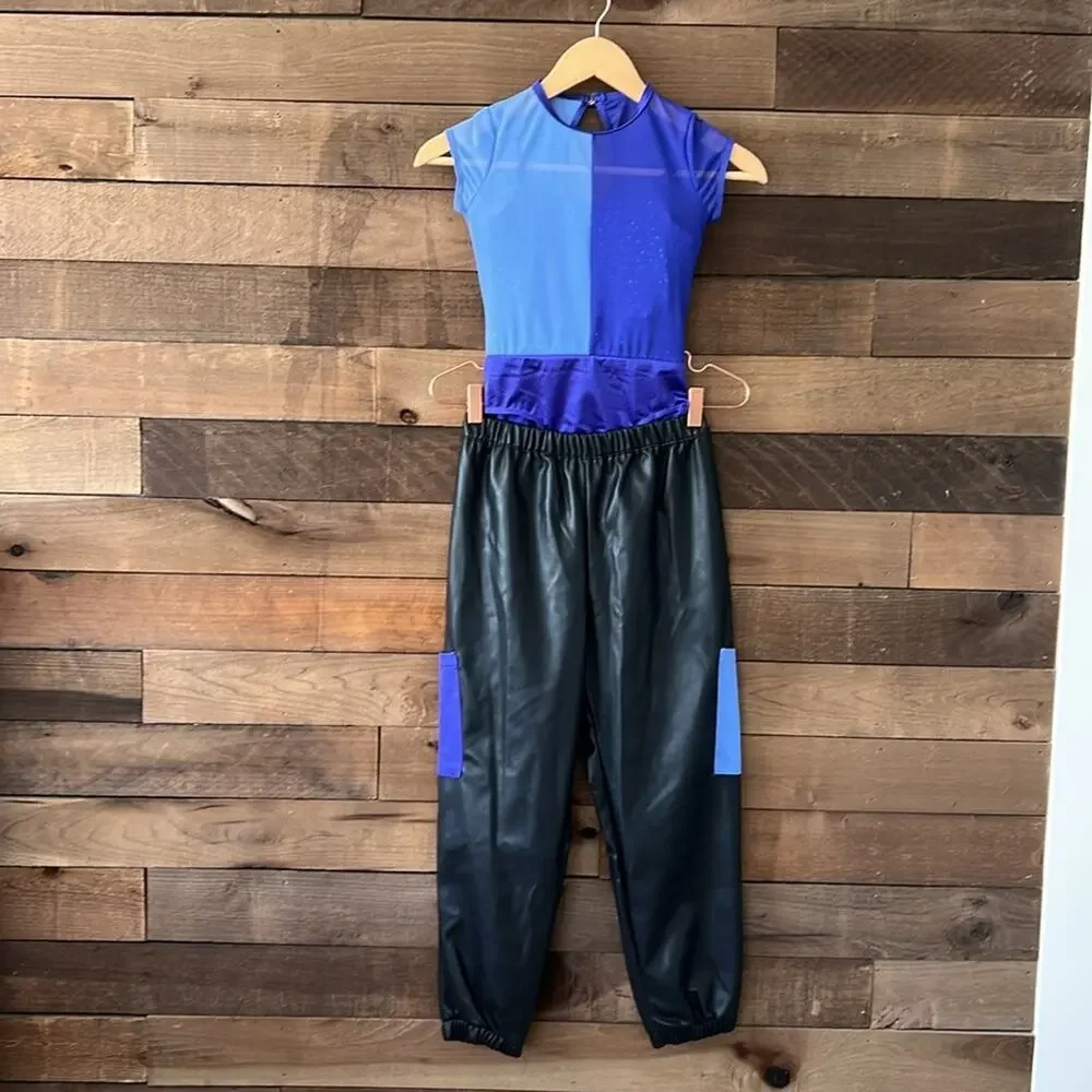 NWOT Weissman Showtime Girl's Fam Jam Dance Costume in Blue Black